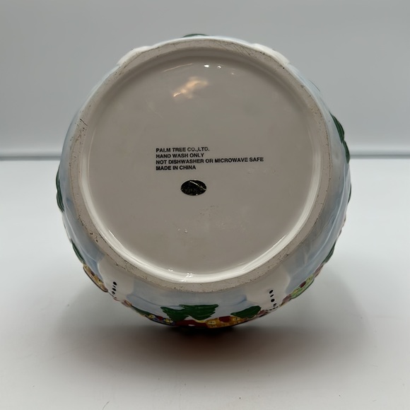 Ceramic Christmas Angel Basket Bowl Winter Scene Peace on Earth Palm Tree Co - Picture 6 of 16